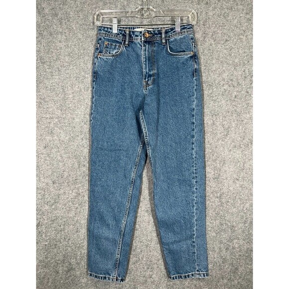 Zara Jeans Womens 2 High Rise Medium Wash Blue Tapered Leg Straight leg - Picture 1 of 11